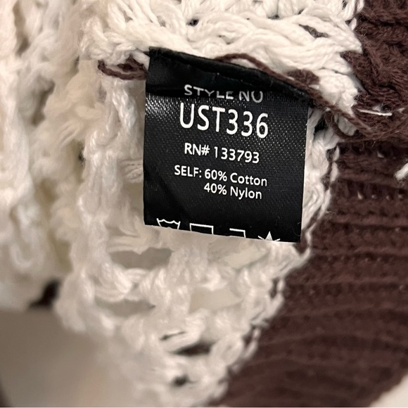 POL Crochet Flower Knit sweater Top medium boxy oversized - Picture 11 of 12